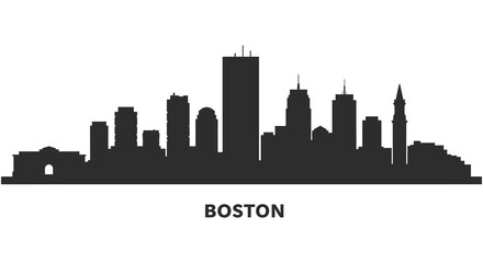 A silhouetted skyline of boston massachusetts with the city s name below © MIRAJ02