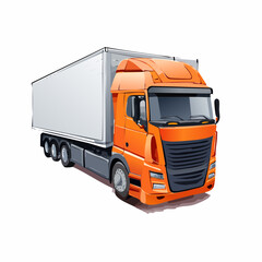 Fototapeta premium Orange semitruck transporting goods on highway delivering cargo with speed and efficiency representing modern logistics and transportation industry.
