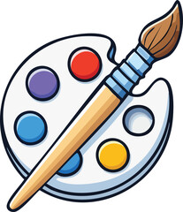 Vector illustration of Paint Brush and Palette for Children