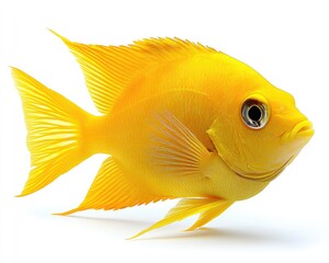 Bright yellow fish profile against white