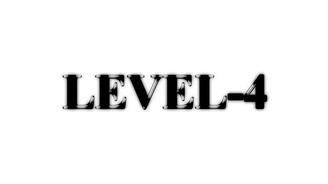  Animated level 4 text on black background suitable for gaming and streaming content. Retro animation of level glitch text with glitch effect on black background. Level sign text animation.