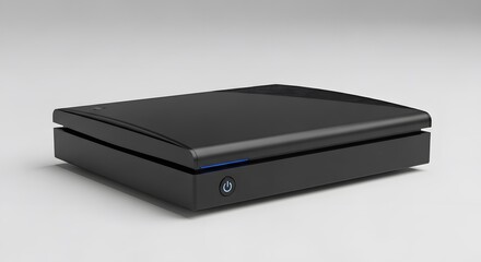 Sleek modern black flatbed scanner for documents and photos on a gray background.