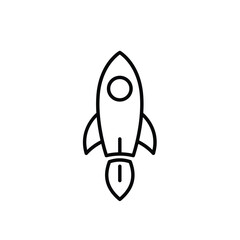 Startup icon. Management. Rocket is launching upwards. Suitable for reports and web icons. manager, success. Outline design style.