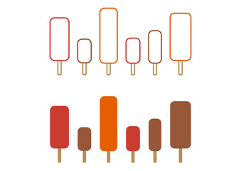 紅葉して並んでいる木々のシンプルアイコンセット