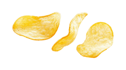 Delicious Crunchy Potato Chips with Crispy Texture on Transparent Background