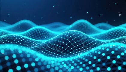 Abstract Blue Data Network Background Digital Wave Technology