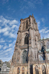 Strasbourg in France, the Notre-Dame cathedral in the old city center
