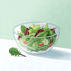 fresh salad in a glass bowl