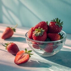 strawberries in a glass bowl