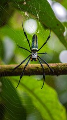 Obraz premium Spider in web, vibrant colors (1)