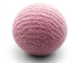 Pink, fuzzy ball on white background