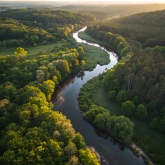 aerial view of the river