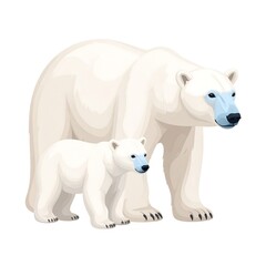 Two polar bears, one large and one small