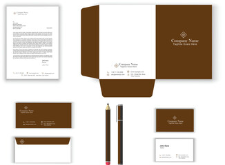 corporate modern stationery set design template. letterhead envelope , business card ,file folder with bleed .stationary set vector design letterhead, visiting card, envelop, folder