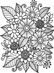 Flowers coloring pages for adults and kids 