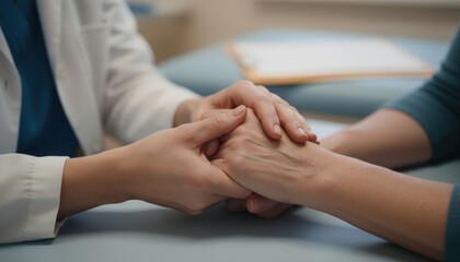 Emotional comfort stored in fingerprints. Shot of an unrecognizable doctor holding hands with her patient during a consultation