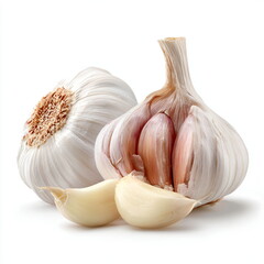 Obraz premium garlic bulb with cloves, isolated on white background