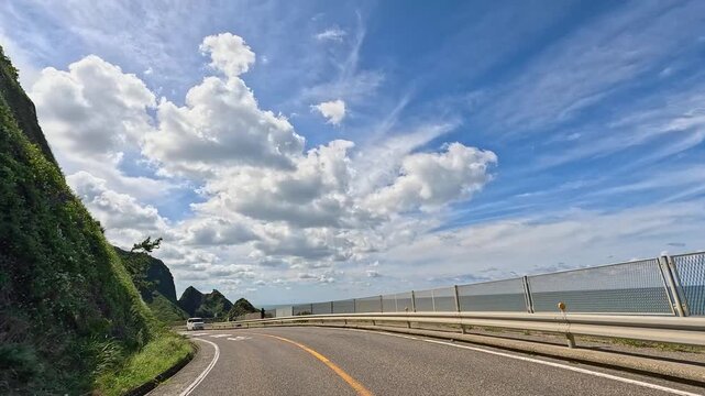 新潟市の海岸線を走る国道402号（越後七浦シーサイドライン）ドライブカット