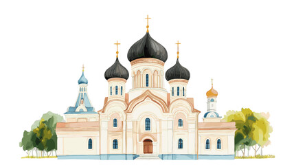 Alexander Nevsky Cathedral. Alexander Nevsky Cathedral watercolor vector illustration