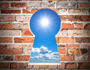 Keyhole view of a bright sky