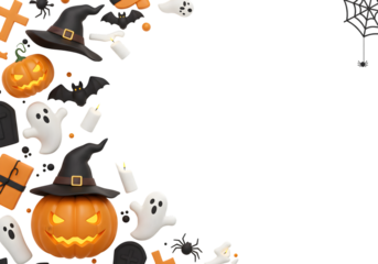 Spooky Halloween Design: 3D Jack-o'-Lanterns, Bats, and More!