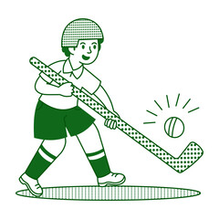 Fototapeta premium A doodle style illustration showing a hockey player hitting puck 