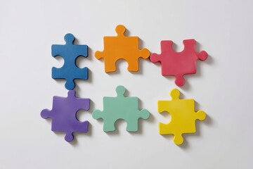 Obraz premium Colorful Jigsaw Puzzle Pieces Interlocking, Abstract Representation of Unity.