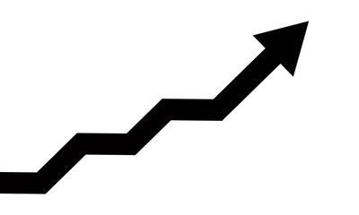 Black arrow pointing upwards on a transparent background