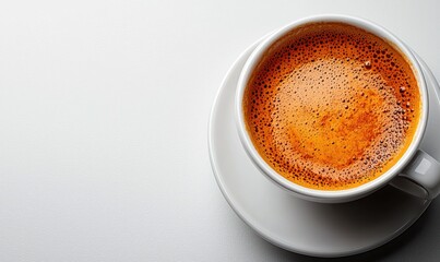 A cup of coffee, top-down view