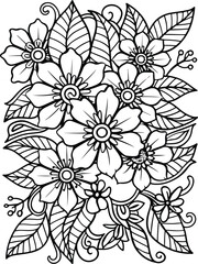 Flowers coloring pages for adults and kids 