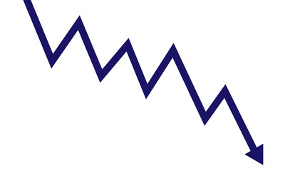 Downward trending graph isolated on transparent background