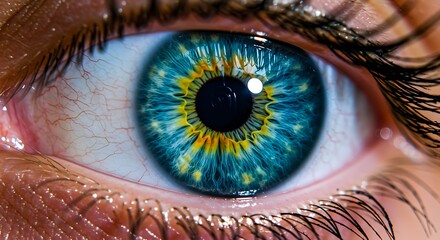 The beautiful, intricate patterns of a human eye with a vibrant blue iris and a golden central ring