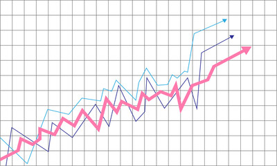 Upward trending graph showing growth and progress isolated on transparent background