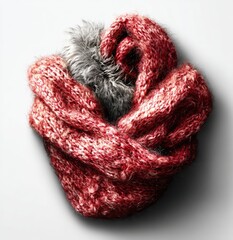 A cozy, warm, knitted scarf with fur trim