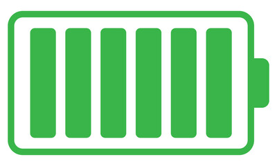 Green battery charge indicator isolated on transparent background