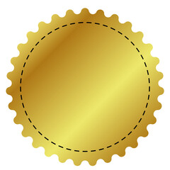 Golden starburst badge with dashed border isolated on transparent background