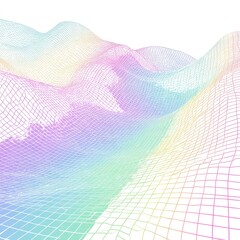 Abstract, colorful, 3D mesh landscape