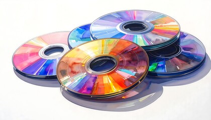 Colorful CDs clustered together