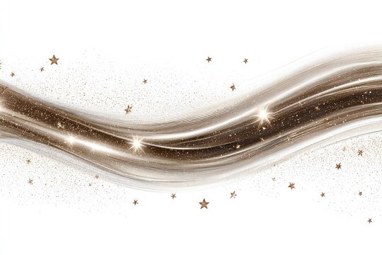 Abstract gold wave design with glitter and stars