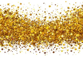 Gold star confetti explosion on white background