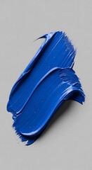 Bright Blue Paint Stroke on Gray Background Artistic Abstract Texture