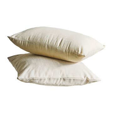 Two white decorative comfortable bed pillows