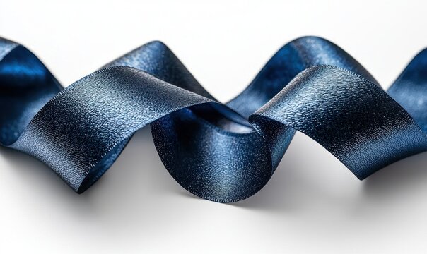 Close-up of coiled dark blue ribbon