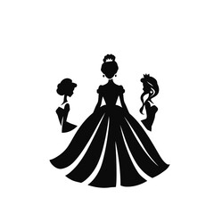 Stylish silhouettes of a dancing bride and groom captured in a beautiful wedding illustration