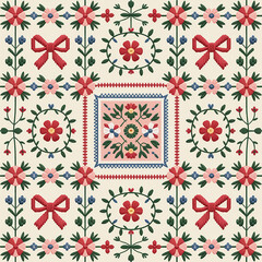 Needlepoint Seamless Digital Print Background