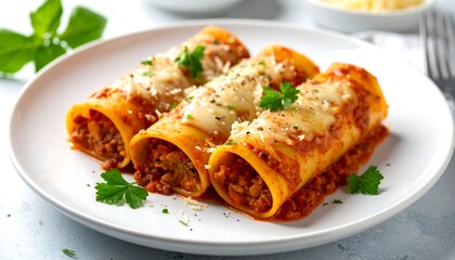 Stuffed pasta dish with tomato sauce and cheese