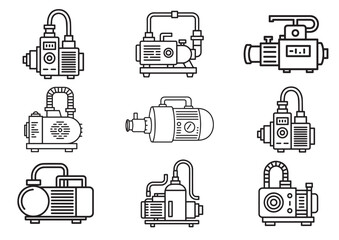 Vacuum pump line art vector