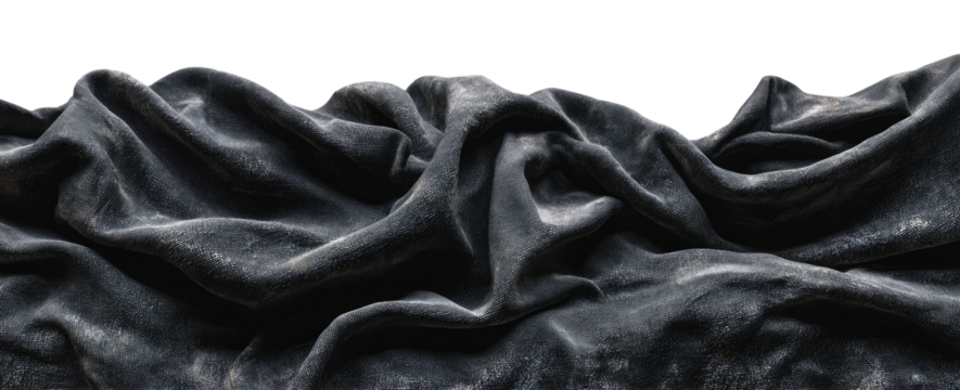 Dark gray velvet fabric draped in folds