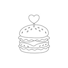 doodle burger pattern background. doodle fast food burger seamless pattern background. seamless pattern of hamburger in doodle style. Seamless Pattern of a Cheese Burger. Burger with stick. 