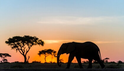 Obraz premium Silhouette of an elephant at sunset (1)